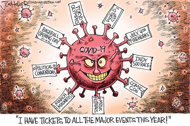 ##A Joe Heller cartoon from March 2020, as the pandemic was beginning to disrupt everyone’s plans. ##A Joe Heller cartoon from March 2020, as the pandemic was beginning to disrupt everyone’s plans.