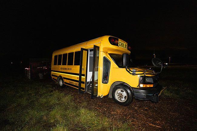 Rachel Thompson/News-Register##Visitors begin their Haunted Maze journey aboard a Yamhill-Carlton school bus, which serves as the eerie entry point to the experience. The event, continuing Thursday and Friday at Yamhill Carlton Elementary School, features local teens and helps fund a wide range of YCTC-led activities, from athletics to after-school care. Rachel Thompson/News-Register##Visitors begin their Haunted Maze journey aboard a Yamhill-Carlton school bus, which serves as the eerie entry point to the experience. The event, continuing Thursday and Friday at Yamhill Carlton Elementary School, features local teens and helps fund a wide range of YCTC-led activities, from athletics to after-school care.