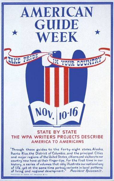Library of Congress##A poster created by the Federal Writers&rsquo; Project in 1941, promoting the &ldquo;American Guide&rdquo; projects.