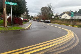 Kirby Neumann-Rea/News-Register##The multi-strand centerline on Ford and College, three lines fainter than the others.