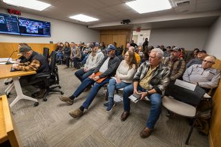 Rachel Thompson/News-Register## At last week&rsquo;s Yamhill County Board of Commissioners meeting, residents wait for their turn to comment on the Yamhelas Westsider Trail. Speakers were evenly split over whether to keep or remove the trail from future county plans. This week, commissioners voted 2-1 to remove it.