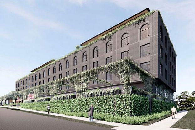 Twin Towers LLC##A digital rendering of the proposed Dayton hotel, as viewed from Second and Ferry streets.