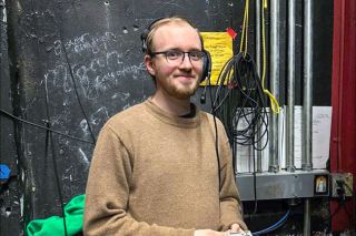 Submitted photo##Soren Smithrud waits backstage at Gallery Theater during a rehearsal for one of the many plays in which he has acted. He is now starting to direct and to make films, as well.