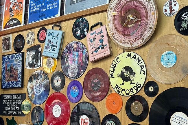 Kirby Neumann-Rea/News-Register##The colorful array of vinyl discs from many music styles and eras, at Vortex Records on Third Street.