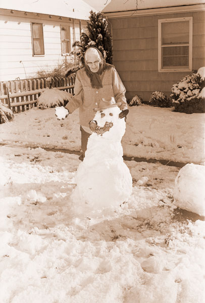 ##(March 3, 1971) You&rsquo;re never too old to make a snowman, Laura Holmes of 1230 N. Jonnson, a grandmother in her 70s, proved this weekend as several inches of snow fell on the area. Sunshine came out both Saturday and Sunday, providing good atmosphere for playing in the stuff.