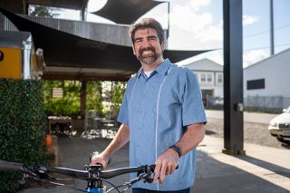 Rusty Rae/News-Register##While his work is all about technology &mdash; including AI, which is the subject of his new book &mdash; Joe Sessions enjoys life away from the computer, as well. He pursues activities with his wife and children, and rides his mountain bike whenever he can.