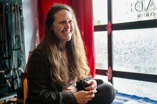 Rusty Rae/News-Register##Lesley Anderson, sitting next to the window in her business, Cascade Movement Center, talks about her love of nature and how exercise, yoga and being outdoors help not only with physical wellness, but also with emotional well-being.
