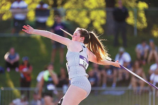Photo courtesy of University of Neveda, Reno Athletics##Hallee Hughes competes as a member of the Wolf Pack.