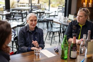 Rachel Thompson/News-Register##Kate Payne Brown, who came to Argyle Winery last year for the opportunity to make sparkling wine at a place that&rsquo;s been using the traditional method since 1987, speaks with colleagues Rachel Healow, left, the assistant winemaker, and Erica Miller, vineyard manager. They collaborate on all stages of the process, from the time grapes are growing until, several years later, the wine is ready to drink.