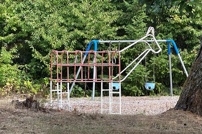 Kirby Neumann-Rea/News-Register##Lamson Park, on Willamina&rsquo;s south side, features this unusual equine climbing structure.