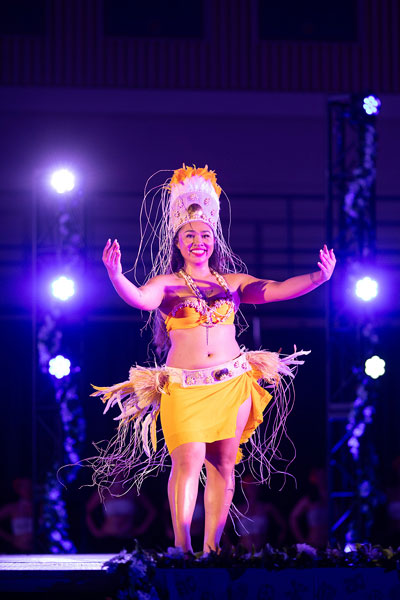 Rachel Thompson/News-Register##Aaliyah Sibayan performs a solo Tahitian dance to the beat of drums.