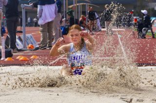 Photo courtesy of Mia McCormack##Mada Lee (first-year) competes in the triple jump at the Pacific Northwest Invitational at Oregon State University. She ranks eighth all-time in program history in the triple jump.