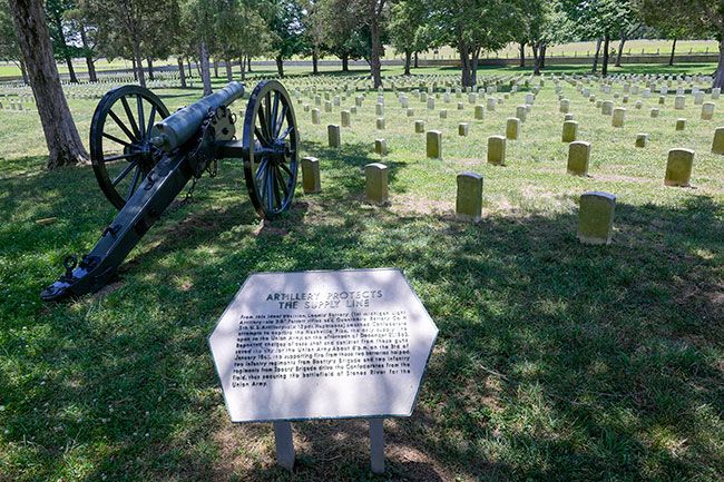 Rusty Rae/News-Register##Brigadier General Phil Sheridan&rsquo;s troops fought off the confederate morning siege until they were out of bullets, giving other federal troops to form a line at the Nashville Pike, where with canons, Like the one pictured they held off the confederate charge. Today the canon that saved the day for the Union forces stands guard over one section of the Stones River National Battlefield. This was one of the bloodiest battles of the war with More than 24,000 Killed, wounded, or captured on both sides.&nbsp;