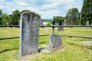 Emily Bonsant/News-Register##Willamina (Maley) Williams, namesake of the West Valley town, is laid to rest beside her husband, Enos Craig Williams, at Pioneer Cemetery in Amity.