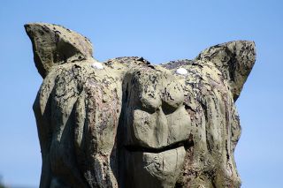 Rachel Thompson/News-Register##College Street bear statue, with &ldquo;Noodle 1&rdquo; golf ball eyes.
