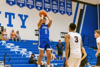 Nathan Ecker/News-Register##Diego Dubay Lomeli attempts a jumpshot as part of the North All-Star team during their battle with the West on Saturday, June 13 at Amity High School.