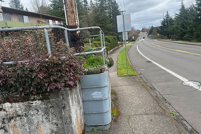 Kirby Neumann-Rea/News-Register## Curved bulkhead serves as a planter along West Second.
