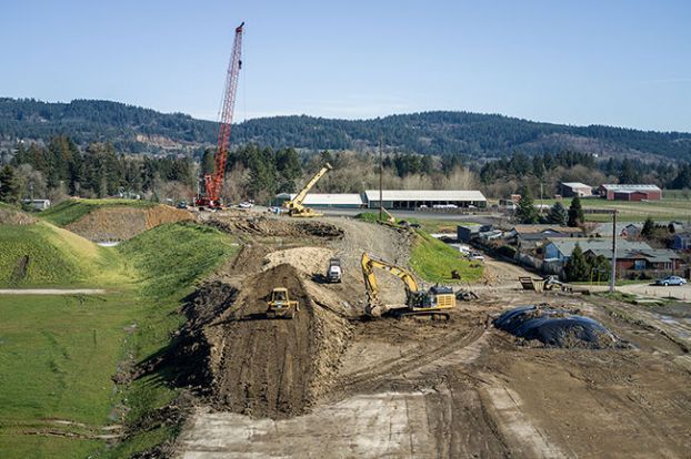 Oregon Department of Transportation photo##Work on Phase 2A of the Newberg Dundee Bypass in February of this year. Phase 2 was divided into two segments because of funding availability.