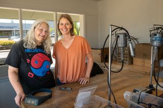 Rusty Rae/News-Register##Cindy Proctor of Newberg Jewelry Workshop and Amber Joy Dutchuk of Amber Joy Creations have joined forces in the new Riveted Jewelry Workshop. Hours are 11 a.m. to 5 p.m. Tuesday through Saturday.