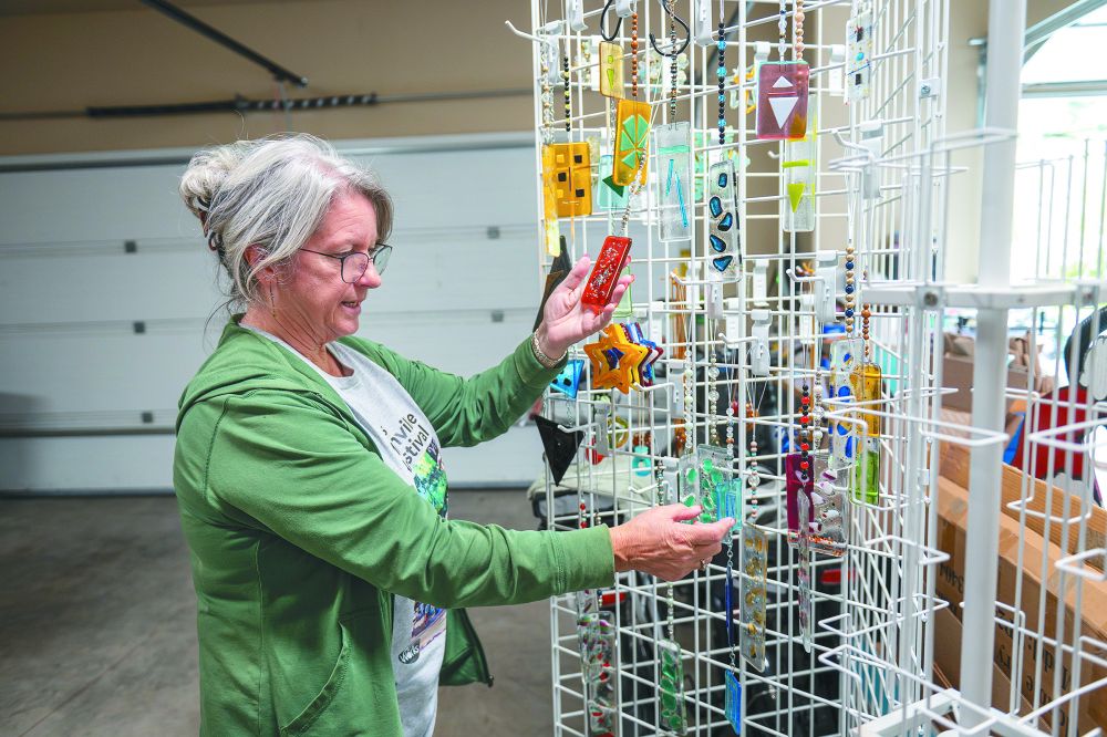 Rusty Rae/News-Register##While she has been involved with art since childhood, Holly Juttelstad calls her current interest in glass fusion &ldquo;a hobby.&rdquo; She is learning to make artistic bowls, plates and hanging decorations with her kiln.