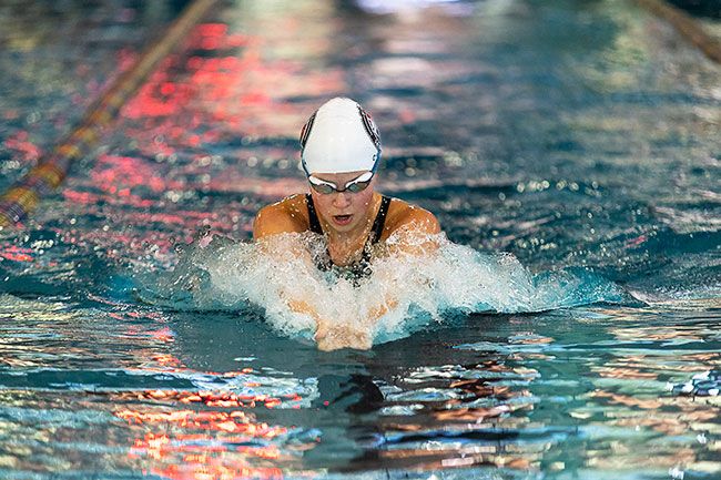 Nathan Ecker/News-Register##McMinnville swimmer Cate Shea breaths through her breaststroke during the girls’ 50-yard version of the event during the Wine Country Block Party at the McMinnville Aquatic Center on Saturday, July 18. Shea finished second with a time of 34.84. She also placed first in the 100-yard individual medley (1:06.62) and 50-yard freestyle (27.11). The block party was hosted by the McMinnville Swim Club. Nathan Ecker/News-Register##McMinnville swimmer Cate Shea breaths through her breaststroke during the girls’ 50-yard version of the event during the Wine Country Block Party at the McMinnville Aquatic Center on Saturday, July 18. Shea finished second with a time of 34.84. She also placed first in the 100-yard individual medley (1:06.62) and 50-yard freestyle (27.11). The block party was hosted by the McMinnville Swim Club.