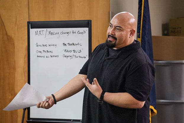 Rachel Thompson/News-Register##Corrections administrator Raul Michel teaches clients of the Thinking For a Change class ways to develop tools for self-assessment and positive responses.