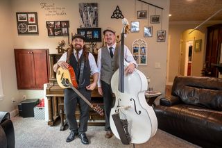 Rusty Rae/News-Register##Joseph Linahon of Willamina, who plays the Irish bouzouki, and stand-up bass player Jeremy Moldovan, aka Jimmy Sexton, perform Celtic music as The Glensiders. They will be a featured act at the Yamhill County History Museum&rsquo;s Harvest Fest event Saturday, Aug. 29, at the museum on Durham Lane, southwest of McMinnville.