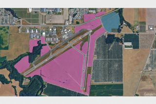 City of McMinnville##A map highlights in pink the 334 acres surrounding the McMinnville Municipal Airport that are currently leased to Kauer Family Farms. The lease includes maintenance work for areas of the airport. The family is in talks with the city to extend the lease and take over an additional 34 acres (highlighted in blue) from a retiring farmer.
