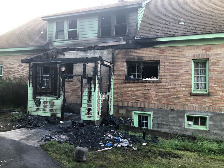 Amity Fire District photo##Three occupants of this house on Highway 99W, south of Amity, escaped a fire late Wednesday night thanks to smoke alarms.