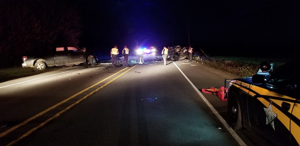 Photo courtesy Oregon State Police##A Sheridan man and Portland resident were killed Sunday night in a two-vehicle crash on Highway 18 just east of Sheridan.