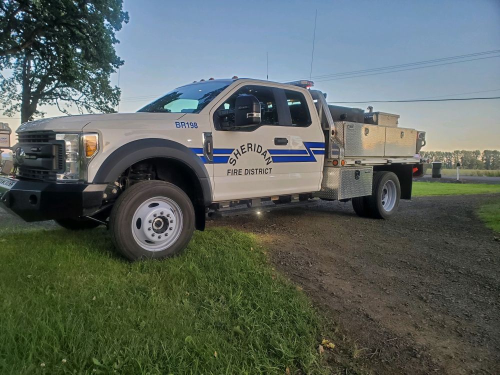 Submitted photo##This is the brush rig that was stolen from the Sheridan/Southwestern Polk/West Valley Fire District Ballston station Monday and recovered Tuesday near Amity.