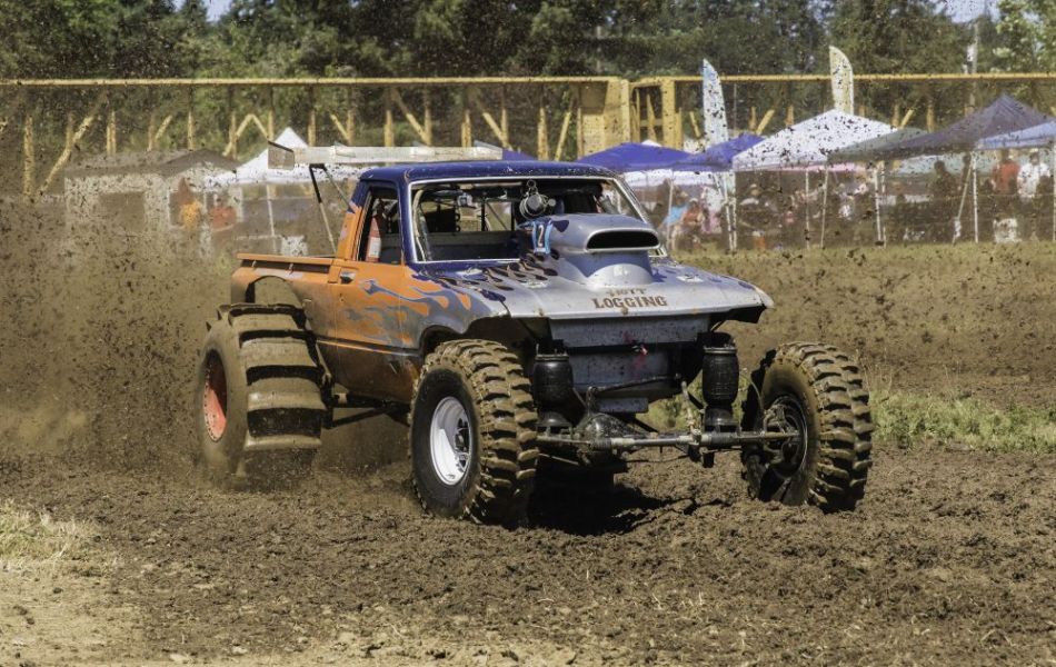Malia Riggs for the News-Register##
Jeremy Schutte ran strong in the Willamina Mud Drags until a rear end issue got the car crossed up and he wound up rolling the car.