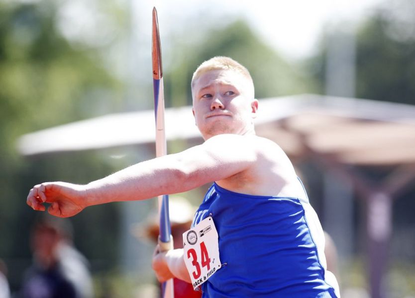 Rockne Roll/News-Register##
Tyler Parr of Amity throws an attempt during the javelin.