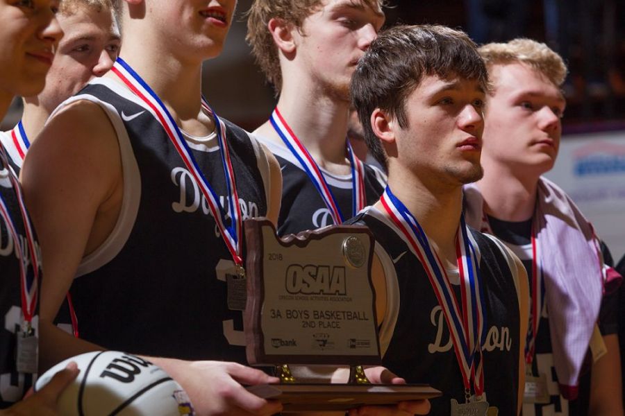 Rockne Roll/News-Register##
Dayton s boys team holding their second-place medals after the title loss to De La Salle North Catholic.