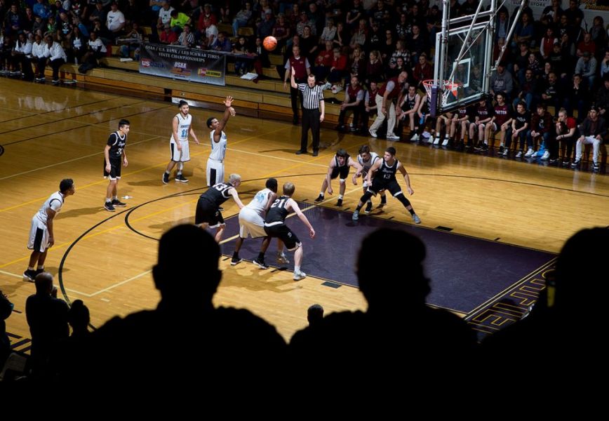 Rockne Roll/News-Register##
A De La Salle North Catholic player shoots a free during the 3A boys title game.