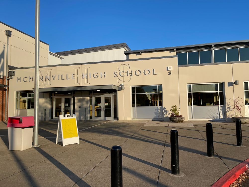 Rusty Rae/News-Register##A sign announces the closure of McMinnville High School today due to an active police investigation.