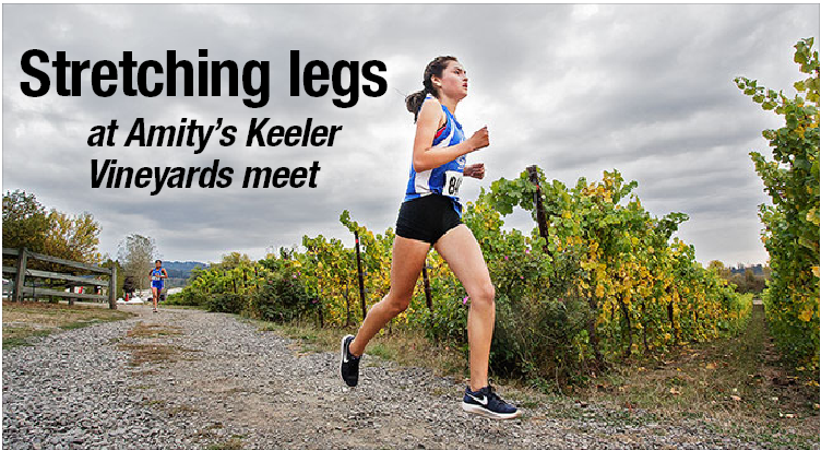 Rockne Roll/News-Register##Amity’s Karina Meza strides through the Keeler Estate Vineyard. Rockne Roll/News-Register##Amity’s Karina Meza strides through the Keeler Estate Vineyard.