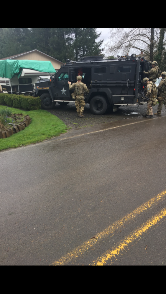 Photo courtesy Yamhill County Sheriff s Office##An Oregon State Police SWAT Unit responded to a residence Friday morning on Wheatland Road to help bring a domestic-related incident to an end.